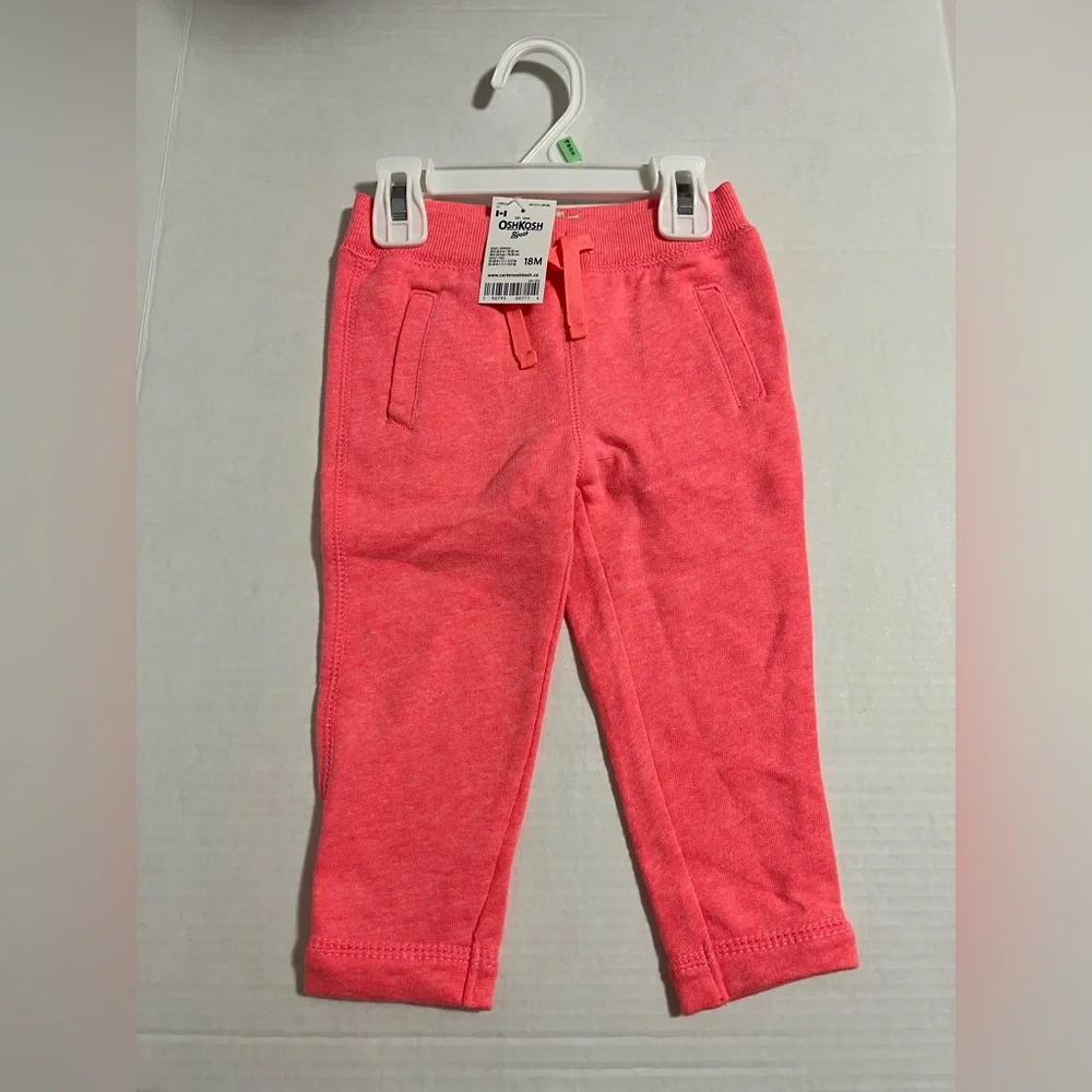 🆕OSHKOSH - 18M - NWT - 2PC SET - INFANT GIRLS CORAL PINK ZIP UP HOODIE AND PANTS - Picture 8 of 8